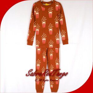 NWT Hanna Andersson Organic Long Johns Pajamas Popcorn Print On Dogwood 100 4T 4